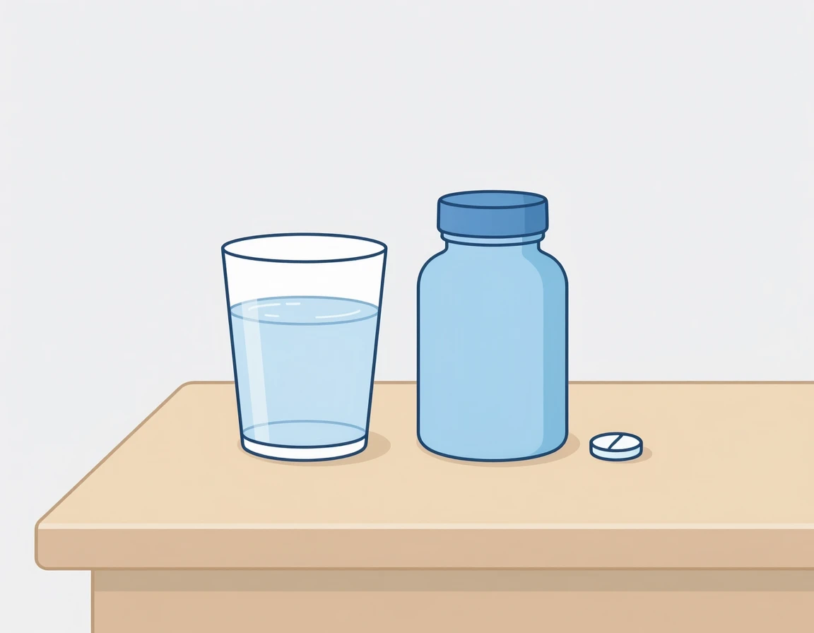 밀크씨슬 영양제와 물컵 일러스트