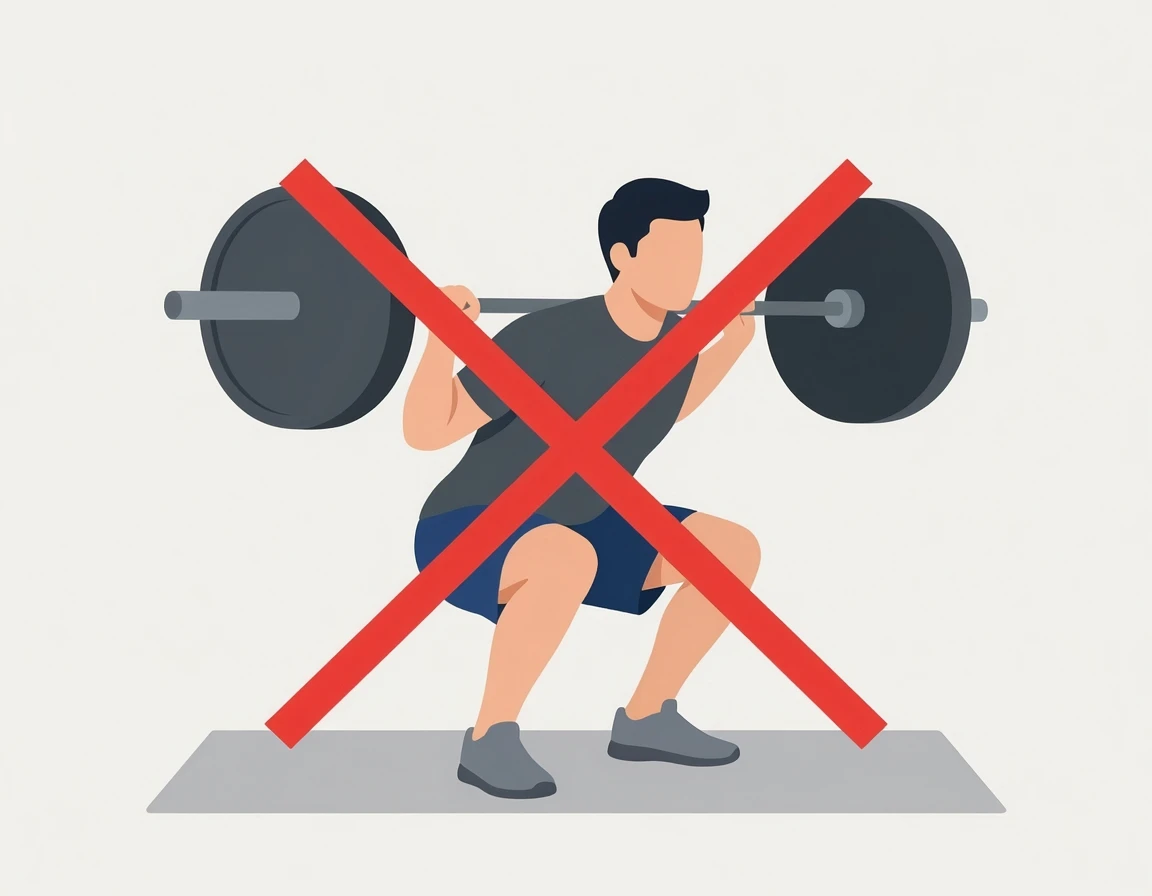 무릎에 무리가 가는 스쿼트 자세 일러스트