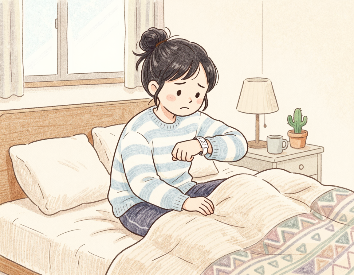 스마트 밴드로 심박수를 확인하며 긴장한 모습