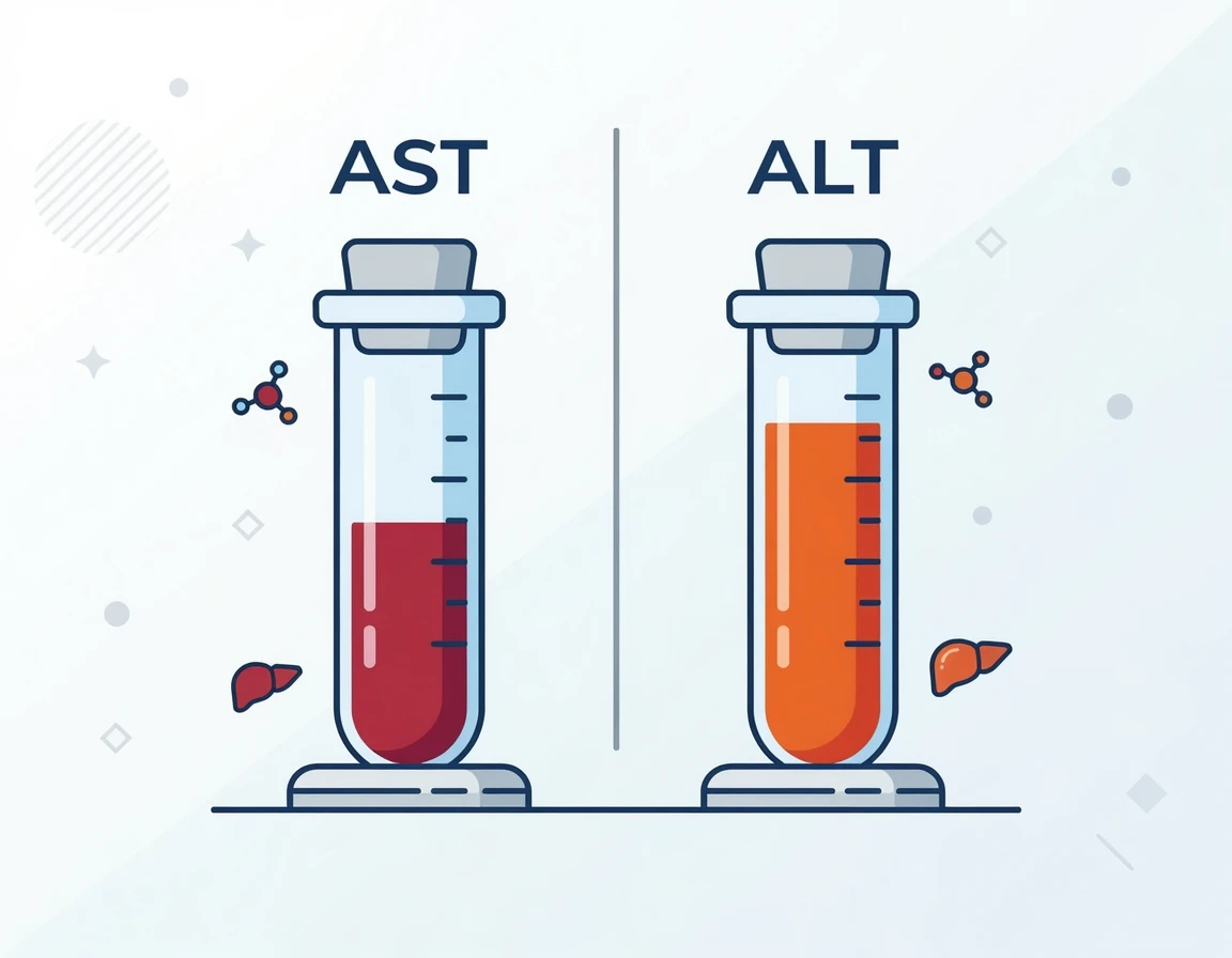 AST와 ALT 수치 비율을 비교하는 일러스트